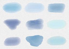 Set of watercolor abstract blue stain collection splashes. Vector design template