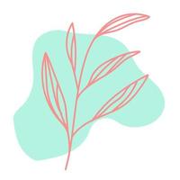 Leaf Line Art With Shapes In Pastel vector