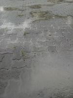 The wet brick paving road photo
