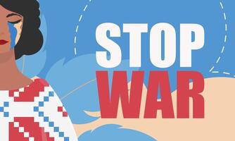 Stop war poster with a woman in a traditional dress vector