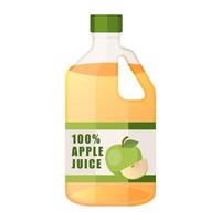 jugo de manzana verde botella de plástico dibujos animados vector ilustración objeto aislado