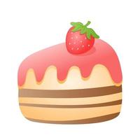 sliced straberry cheese cake cartoon vector illustration isolated object