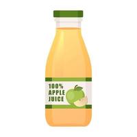 jugo de manzana verde botella de vidrio dibujos animados vector ilustración objeto aislado