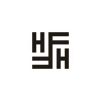 abstract letter hf circle geometric line square logo vector