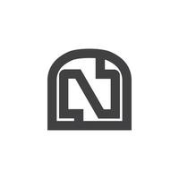 letter n simple geometric line logo vector