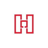 letter hn simple geometric line squares logo vector