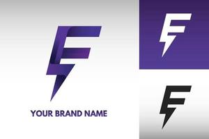 Logo F letter Monogram Vector Electric Power Thunder Style Art Design Gradient Free Vector