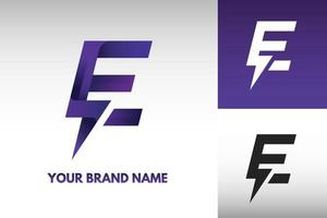 Logo E  EF FE letter Monogram Vector Electric Power Thunder Style Art Design Gradient Free Vector