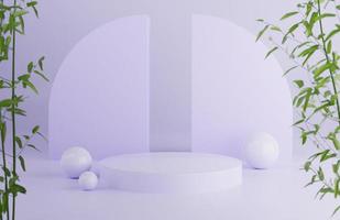 3d tropical podium in purple colours with for product presentation photo