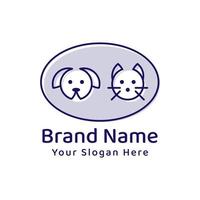 cute cartoon cat and dog logo design vector