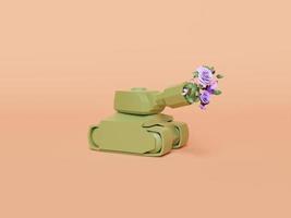 tanque de juguete con flor en cañón foto