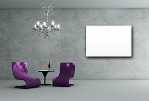 Lounge room interior with white frame photo