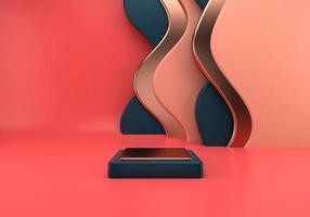 Podium use for product presentation. Abstract wave background. 3d rendering - illustration. photo