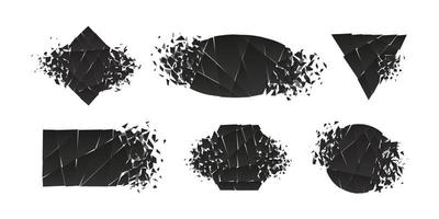 Shape shattered and explodes flat style design vector illustration set isolated on white background.