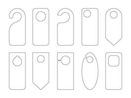 Hotel door hanger tags outline template icon signs set flat style design vector illustration.