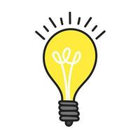 Light bulb hand drawn doodle colorful icon sign. vector