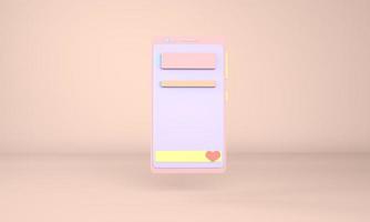 Background with a smartphone. application interface. trendy design for social media advertising. 3d rendering photo