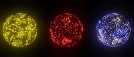 Fantásticos planetas del sistema solar aislados en la representación 3d de fondo negro, foto