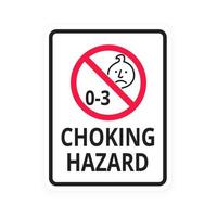 Choking warning hazard forbidden sign sticker not suitable for children under 3 years vector