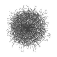 Tangled chaos abstract hand drawn messy scribble ball vector illustration.