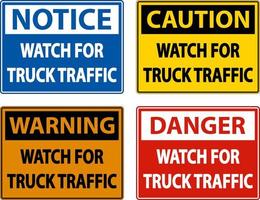 Caution Watch For Truck Traffic Sign On White Background vector