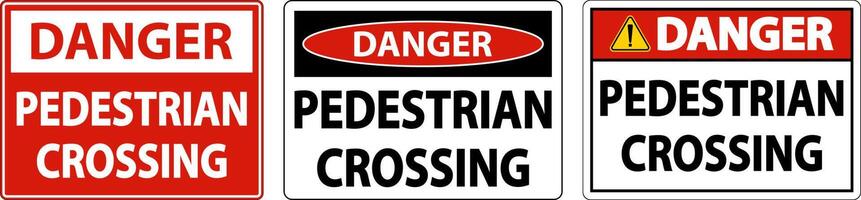 Danger Pedestrian Crossing Sign On White Background vector