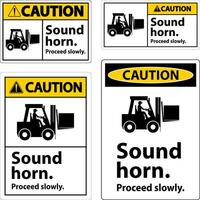 Caution Sound Horn Proceed Slowly Sign On White Background vector