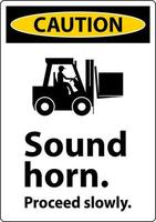 Caution Sound Horn Proceed Slowly Sign On White Background vector