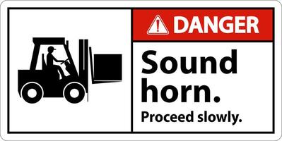 Danger Sound Horn Proceed Slowly Sign On White Background vector