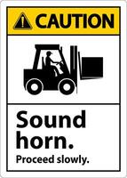 Caution Sound Horn Proceed Slowly Sign On White Background vector