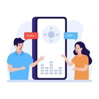 Online communication app, flat illustration of online conversation vector