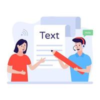 Writers are  writing document, flat illustration of Write Text vector