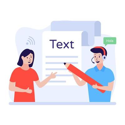 Writers are  writing document, flat illustration of Write Text