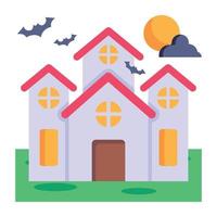 un icono plano de la casa de halloween, vector editable