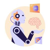 An AI monitoring in modern flat illustration vector