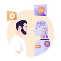 An AI monitoring in modern flat illustration vector