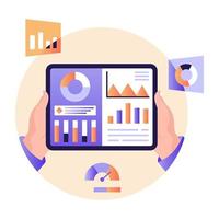 Flat illustration of online analysis is up for premium use vector