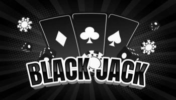 black jack background with cards and dice illustration in black color