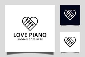 vector de icono de símbolo de música de amor de piano de línea simple para diseño de logotipo de instrumentos musicales de pianista