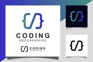 Code logo template gradient design icon vector for coding and programming logo design