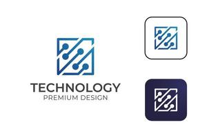 processor chip computer logo for computer components technology abstract linear logo design vector