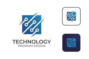 logotipo de computadora de chip de procesador para tecnología de componentes de computadora diseño de logotipo degradado abstracto vector