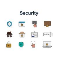 conjunto de iconos de bloqueo de seguridad en línea vector editable a todo color