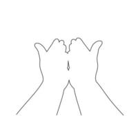 dibujo lineal ilustrativo de dos manos abiertas para orar. para ramadán, eid al fitr o concepto de iglesia. pidiendo perdón y creer en la bondad. oración a dios con fe y esperanza. Creer en dios vector
