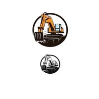 excavator logo set vector