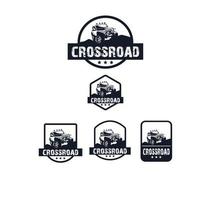 cross road logo set vector