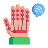 Artificial intelligence, flat editable icon of smart glove vector