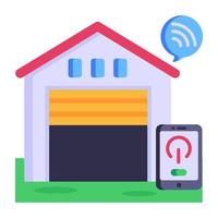 Remote control smart garage, editable flat icon vector