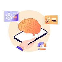 Brain and mobile, flat illustration of neurological services vector