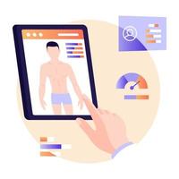 Person inside mobile, flat illustration of healthcare app vector